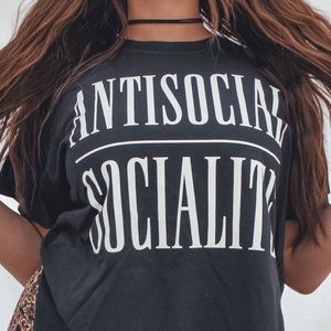 Antisocial Socialite Side Slit Graphic Tee